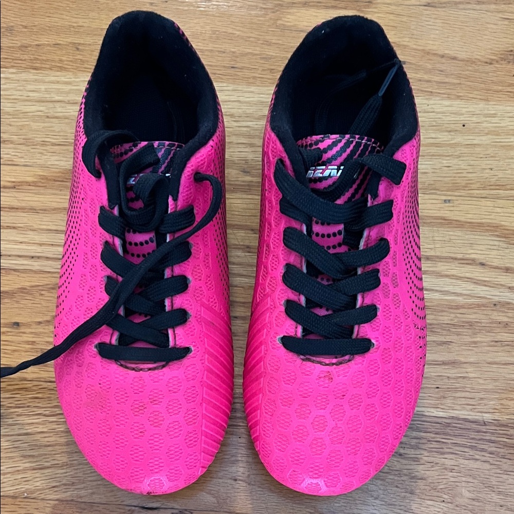 Pink Athletic Shoes with Black Laces